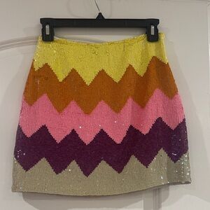 Colorful Chevron Sequin Skirt